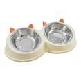 thumbnail image 1 of Pet Supplies Cute and Playful Cat Ear Shaped Stainless Steel Double Bowl for Dogs and Cats Food Grade Water Dish with Non- Base, 1 of 6