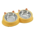 thumbnail image 1 of Pet Supplies Cute and Playful Cat Ear Shaped Stainless Steel Double Bowl for Dogs and Cats Food Grade Water Dish with Non- Base, 1 of 6