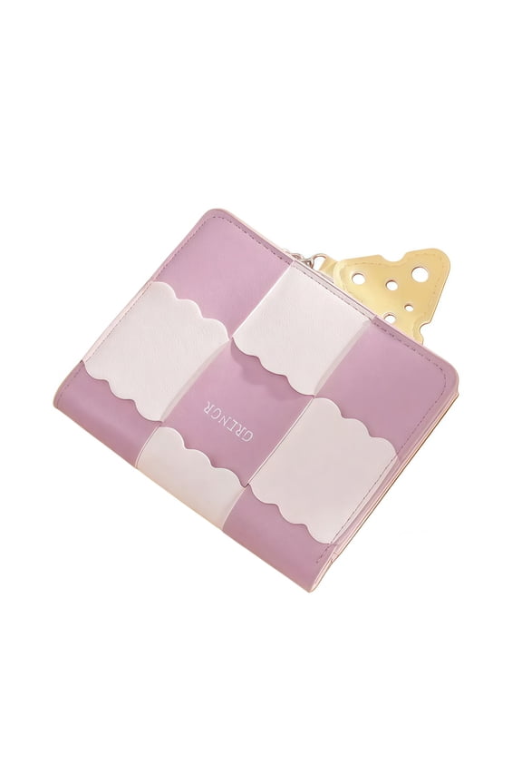 Cute and Sweet Biscuit Cheese Double Color Grid Multi Card Small and Exquisite ID Wallet