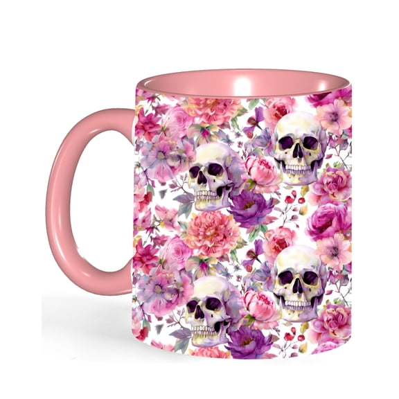 Cute and colorful Skull Coffee Mug for Women Men Ceramic Mug 11OZ Cup Suitable for Microwave Ovens Homes Offices, medium, Bronze