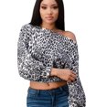 thumbnail image 1 of Cute and flirty long sleeve boat neck top, made in a leopard printed, brushed stretch knit fabric., 1 of 11