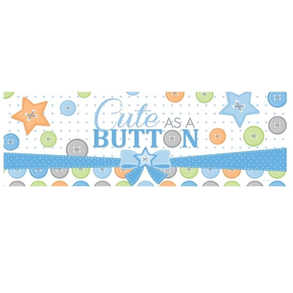Cute as a Button Boy Giant Party Banner