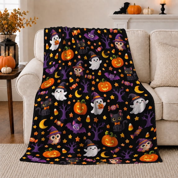 Cute autumn celebration Characters Kawaii-Inspired Cartoon, Warm Flannel Blanket for Living Room and Reading Nook, Festive autumn celebration Scene, Animal Lovers autumn celebration Gift