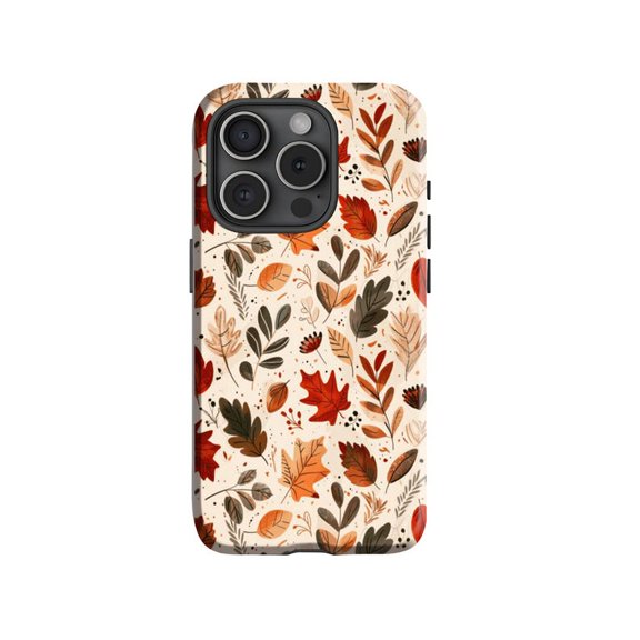 Cute autumn harvest leaves phone case, seasonal fall foliage cozy design gift, 17 16 15 14 13 12 11 Pro Max