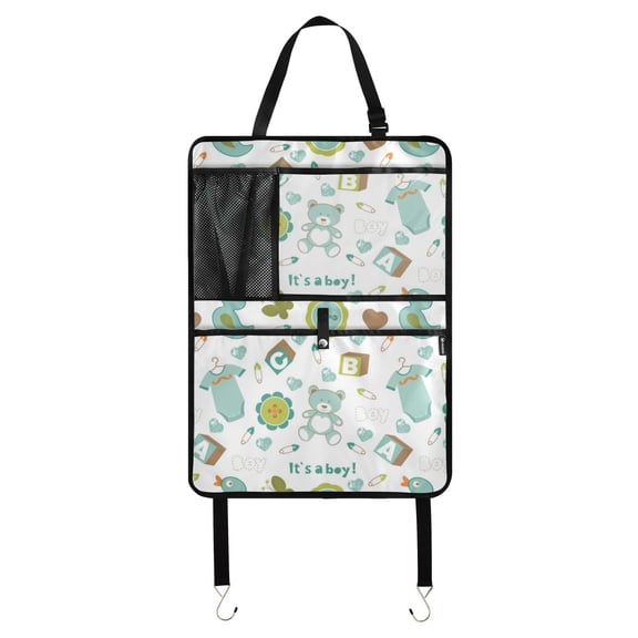 Cute baby boy pattern Car Seat Back Kick Protectors,101 Pack Kick Mats with Storage Pockets for Vehicles to Protect from Dirt, Mud & Scratches