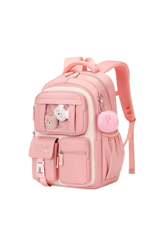 Cute backpack , lightweight waterproof fabric, multiple zipper pockets, adjustable chest buckle E