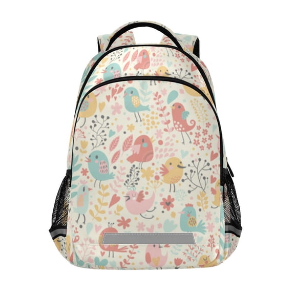 Cute birds floral pattern background Backpack with Chest Strap, Laptop Backpack, Travel Hiking Rucksack, Knapsack