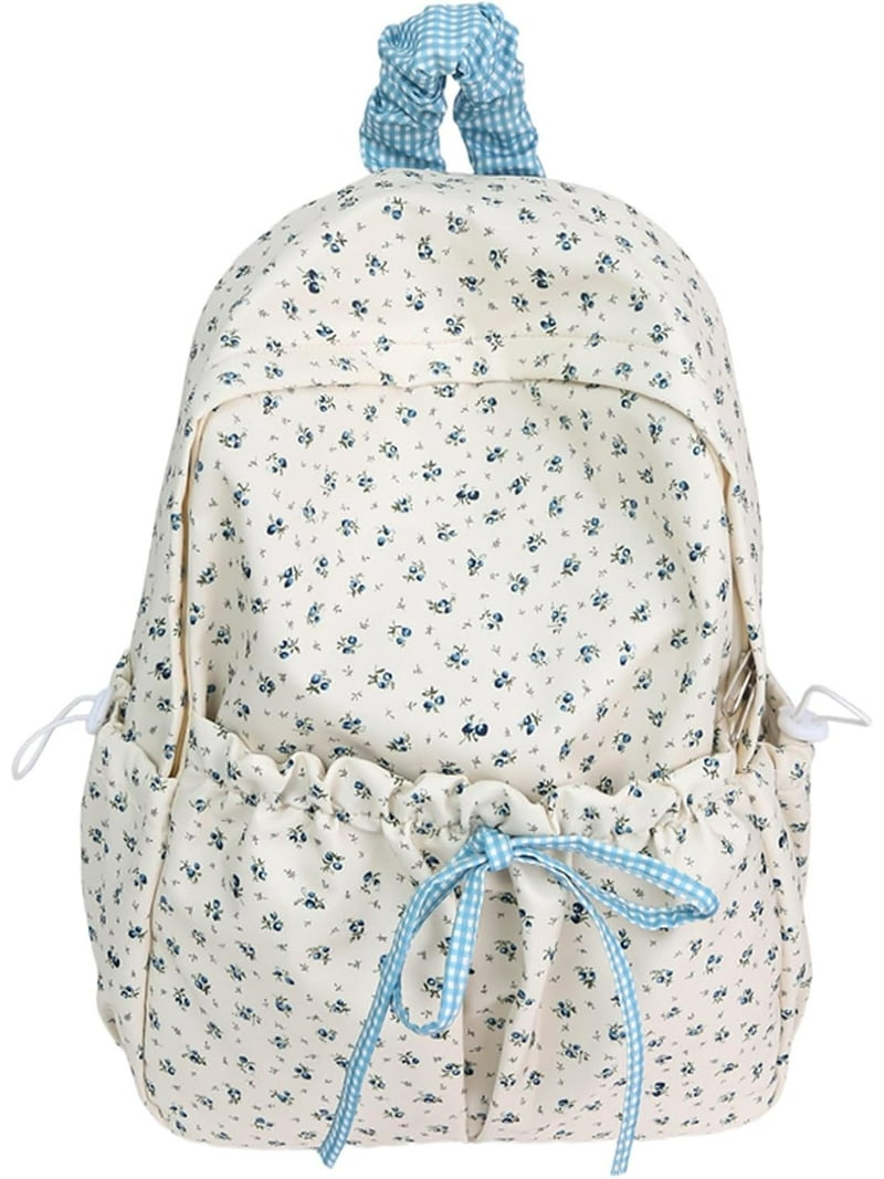 Cute bow backpack for women, cute floral pattern backpack, college