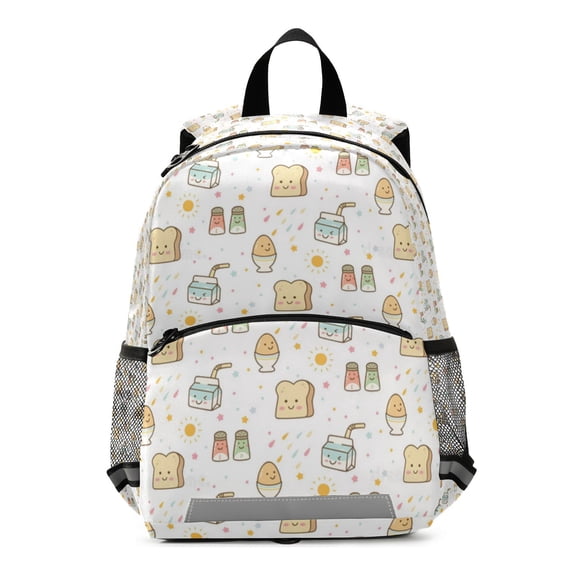Cute breakfast cartoon pattern Student Laptop Backpack For Middle Teen Bookbag Travel Daypack