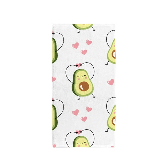 Cute cartoon avocado character, valentine's day, Bath Towel Absorbent Soft Decoration Hand Tower Multiuses for Bathroom Hotel Gym Spa Beach 30 x 15 inch