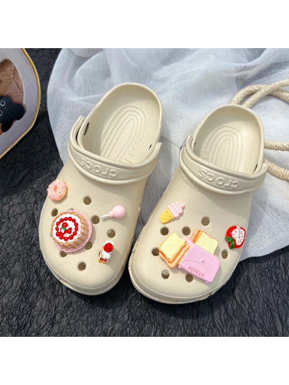 Cute cartoon bread accessories, detachable perforated shoe decorations, shoe flowers, shoe buckles