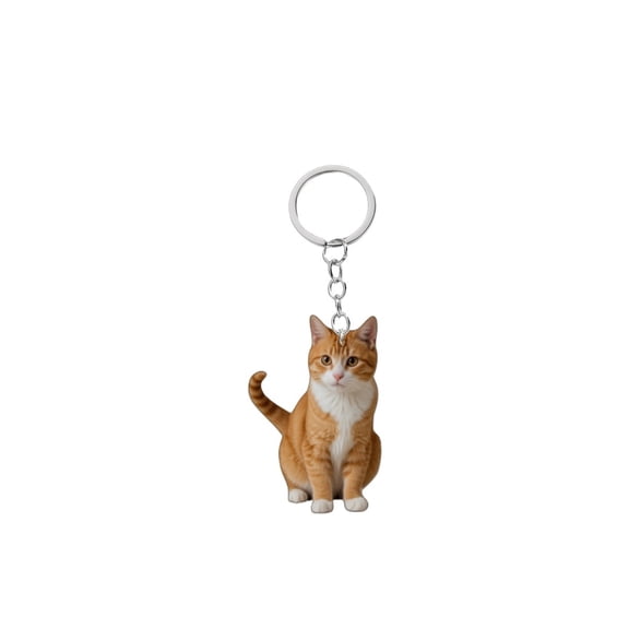 Cute cat keychain acrylic circular ring accessory 2D flat double-sided printing pendant