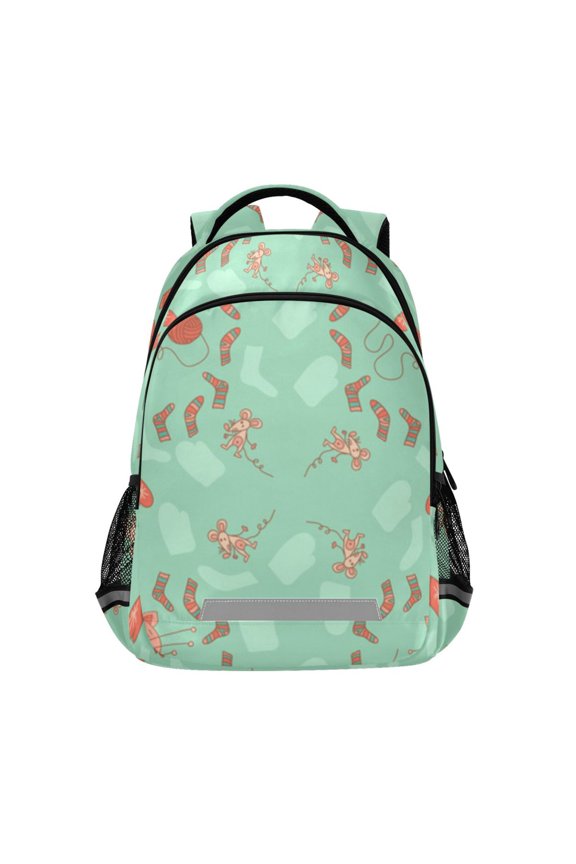 Cute cat knitting socks mice Backpack for ersonalized 16 Inch Backpack Middle Bookbag for Back to Gift