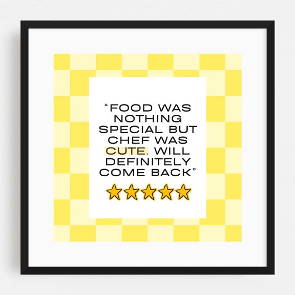 Cute chef_yellow - Typography Black Framed Wall Art Print 8 x 8 inches