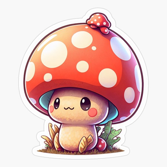 Cute chibi mushroom toadstool Sticker