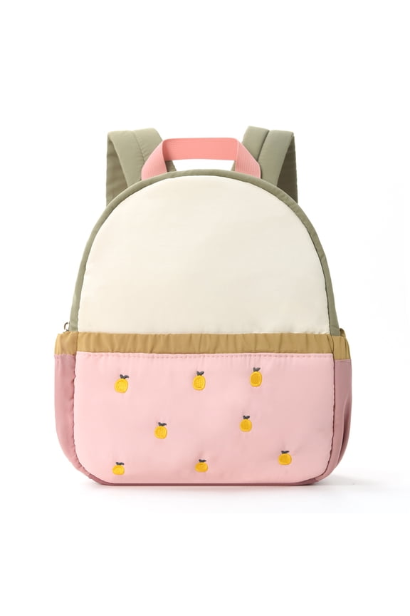 Cute color-blocked apple embroidered backpack for kindergartens and teenagers, color-blocked mini travel backpack