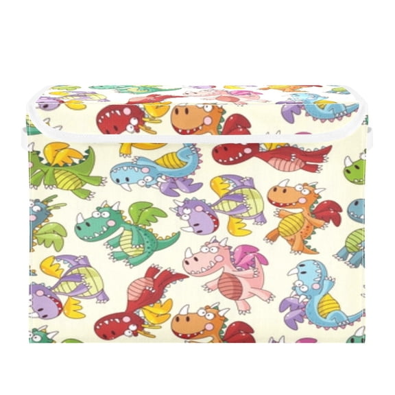 Cute colorful dragon pattern Foldable Kids Toy Chest with Flip-Top Lid, Collapsible Fabric Toy Storage Organizer/Bin/Box/Basket/Trunk for Toddler