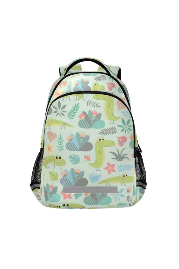 Cute crocodiles tropical pattern Backpack with Chest Strap, Laptop Backpack, Travel Hiking Rucksack, Knapsack