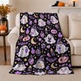 thumbnail image 1 of Cute decorative motif Magic Ghosts Bats Pattern, Playful autumn celebration Scene, Soft Flannel Blanket for Home Library and Reading Nook, Art Lovers autumn celebration Gift, Playful Home Decor, 1 of 9