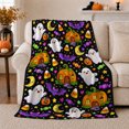 thumbnail image 1 of Cute decorative motif autumn celebration decorative motif Ghosts Trick-Or-Treat Buckets Pumpkin, Warm Flannel Blanket for Living Room and Family Room, Festive autumn celebration Scene, 1 of 9
