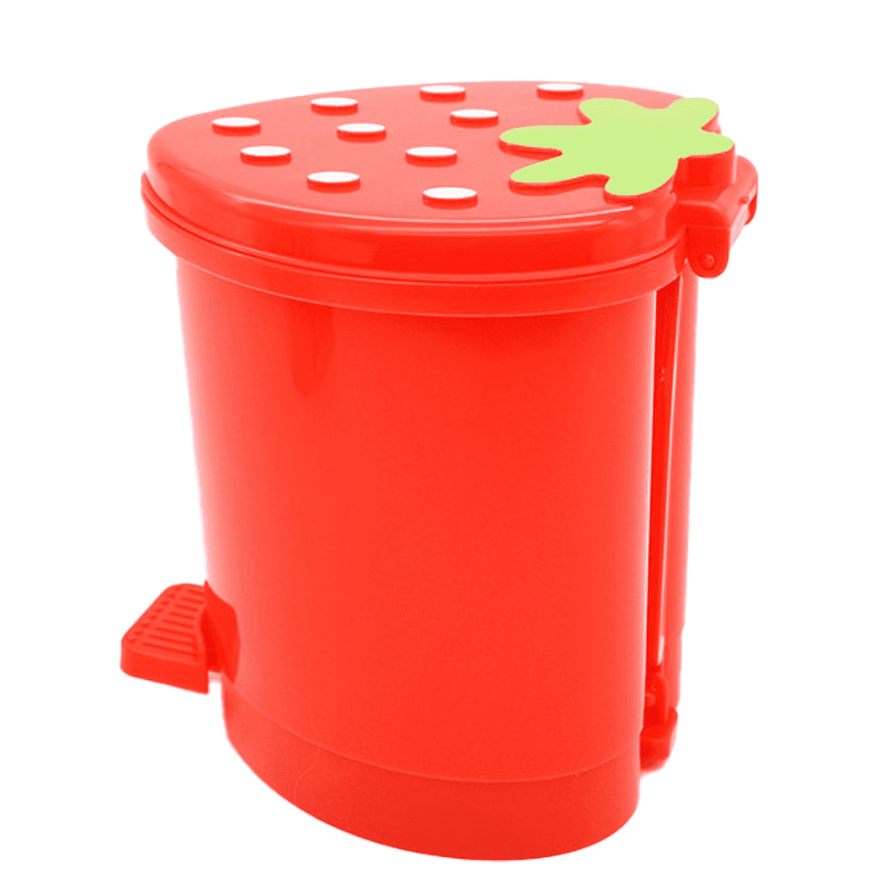 Cute desk trash can, mini trash can with swivel lid, red