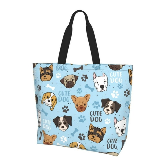 Cute dog Women's Tote Bags Reusable Grocery Shopping Bag Foldable for Beach Gym Work Daily Carry All