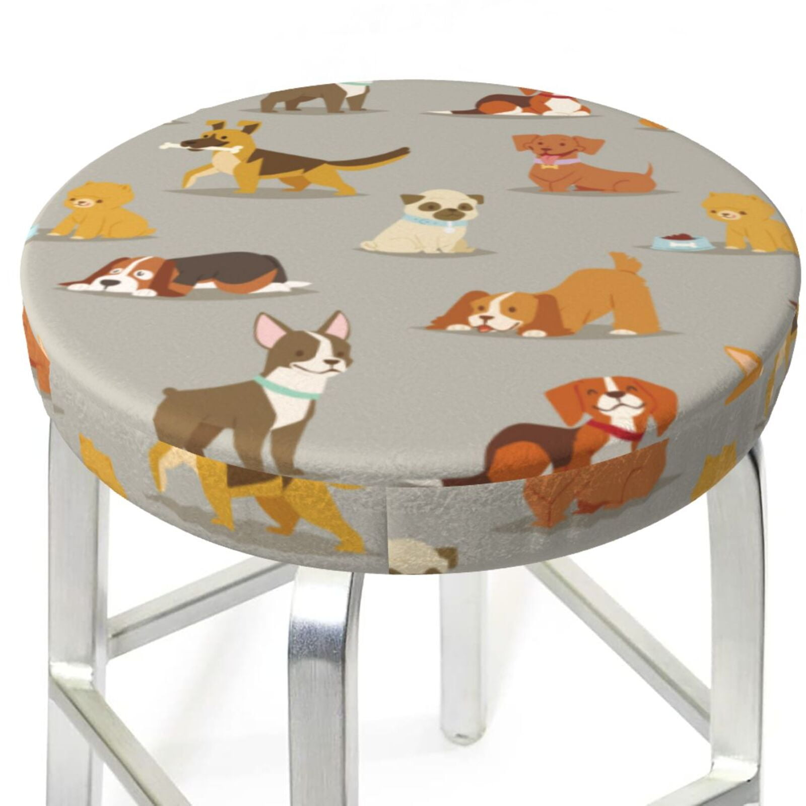 Cute dog print Bar Stool Covers, NonSlip Washable Bar Stool Seat