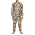 Cute dog print Mens Pajamas Set, Long Sleeve Button Down and Pajama