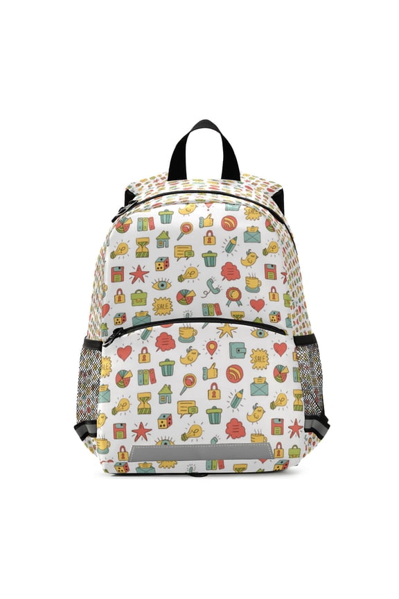 Cute doodle icon pattern Backpack Travel Laptop Casual College Daypack Back to Bag