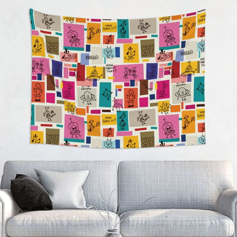 Cute doodles Tapestry for Bedroom 37 29 inche Wall Tapestry Cute Tapestry Aesthetic Wall Hanging Backdrop for Living Room Dorm Decor Walmart