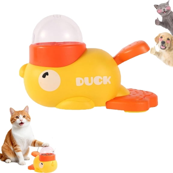 Cute duck-shaped pet treat dispenser | Universal slow feeder for cats and dogs, combining an educational toy and anti-choking features, offering two-in-one interactive fun.(Yellow)