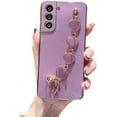 thumbnail image 1 of Cute electroplated Solid Color Phone case with Bracelet for Women Fashion TPU Soft Shell for Samsung Galaxy M33 M10S A31 A51 A52 Back Cover Shockproof Bumper(Purple,Samsung A31), 1 of 7
