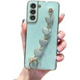 thumbnail image 1 of Cute electroplated Solid Color Phone case with Bracelet for Women Fashion TPU Soft Shell for Samsung Galaxy S23 S21 S20 S22 Plus Ultra FE Back Cover， Shockproof Bumper(Light Blue,Samsung S20), 1 of 8