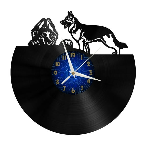 Cute german shepherd dogs Vinyl Record Wall Clock for Kitchen Wall Decor Wall Art Gift for Lover Gift Idea for a Best Friend(B)