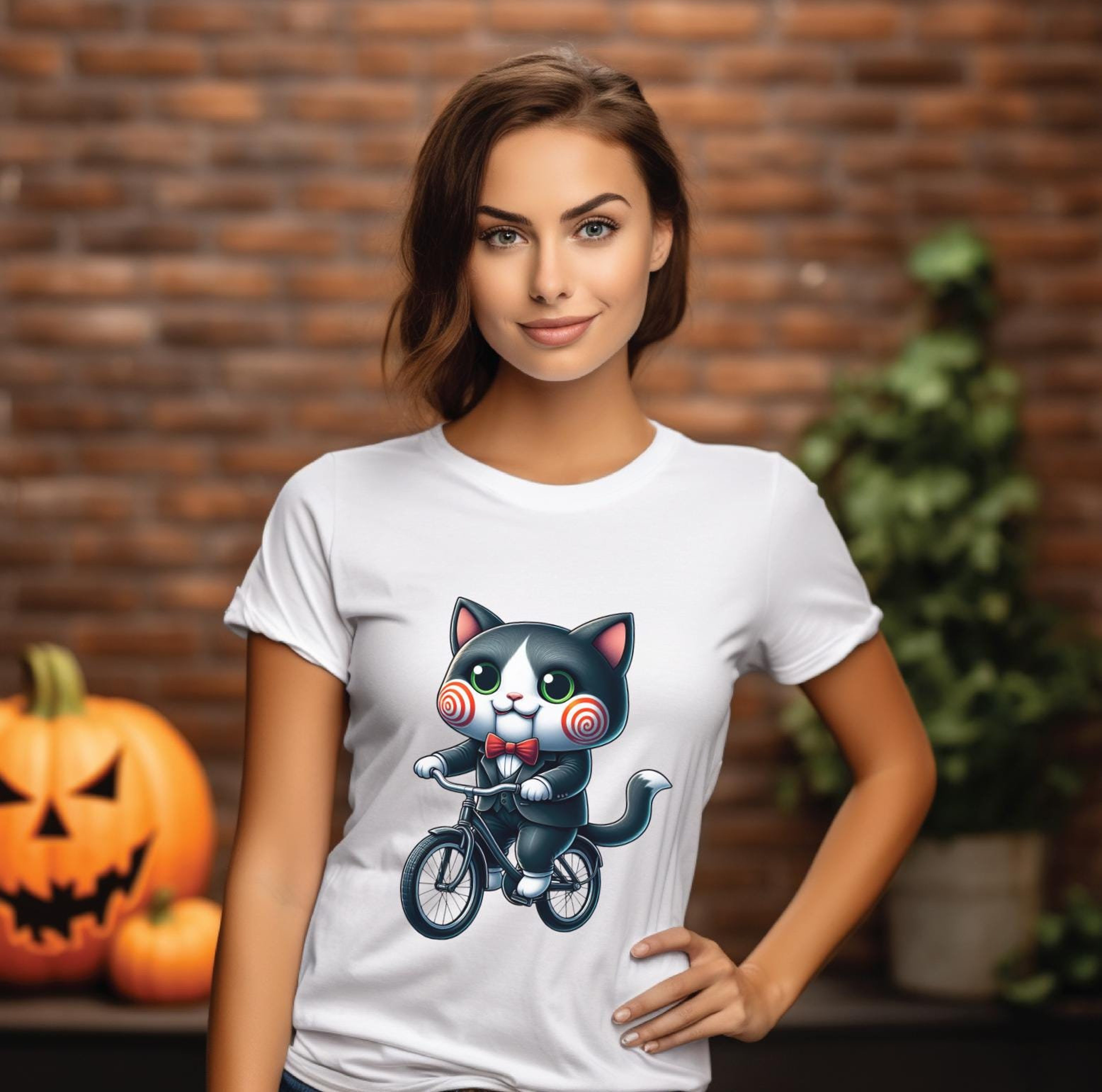 Cute halloween cat tshirt for horror movies fans jigsaw movie funny