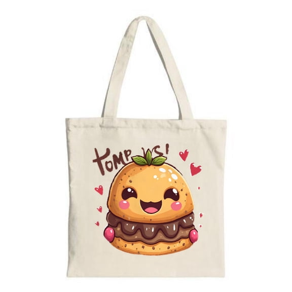 Cute hamburger character tote bag with smiling face and hearts perfect for parties travel and shopping Stylish and multifunctional