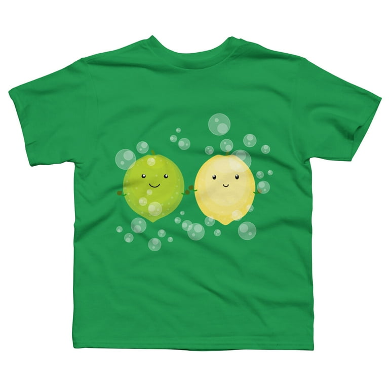 Cute happy lemon lime cartoon illustration Boys Kelly Green Graphic Tee Design By Humans XL