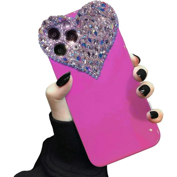 Cute iPhone 11 Pro Max Case 3D Glitter Sparkle Bling Case for Women Girls, Pretty Rhinestone Diamond Cute Love Heart Pattern Soft Bumper Case Cover for iPhone 11 Pro Max 6.5 Inch