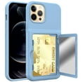 thumbnail image 1 of for Cute iPhone 12 Case for Women with Credit Card Holder & Hidden Mirror, Two Layer Shockproof Heavy Duty Protection Cover Protective Wallet Case for iPhone 12, Blue, 1 of 7