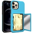 thumbnail image 1 of for Cute iPhone 12 Case for Women with Credit Card Holder & Hidden Mirror, Two Layer Shockproof Heavy Duty Protection Cover Protective Wallet Case for iPhone 12, Skyblue, 1 of 7