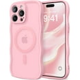 thumbnail image 1 of Cute for iPhone 14 Pro Case for Women Girls, Upgraded [Full Camera Protection] [Compatible with MagSafe] Cute Wave Translucent Matte Phone Case for iPhone 14 Pro, Peach Pink, 1 of 8