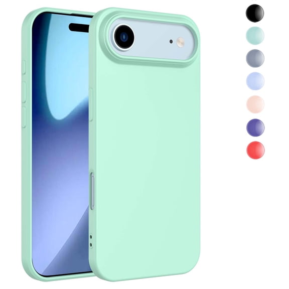 Cute iPhone 17 Air Silicone Case for Women - Soft TPU Protective Cover,Rugged Shockproof TPU Bumper, Hard PC Back, Military-Grade Drop Slim Fit for Apple iPhone 17 Air, Cyan