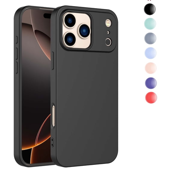 Cute iPhone 17 Pro Silicone Case for Women - Soft TPU Protective Cover,Rugged Shockproof TPU Bumper, Hard PC Back, Military-Grade Drop Slim Fit for Apple iPhone 17 Pro, Black