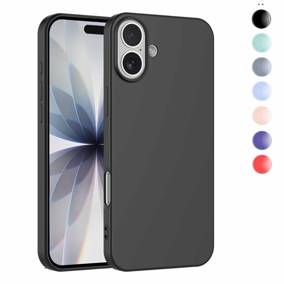 Cute iPhone 17 Silicone Case for Women - Soft TPU Protective Cover,Rugged Shockproof TPU Bumper, Hard PC Back, Military-Grade Drop Slim Fit for Apple iPhone 17, Black