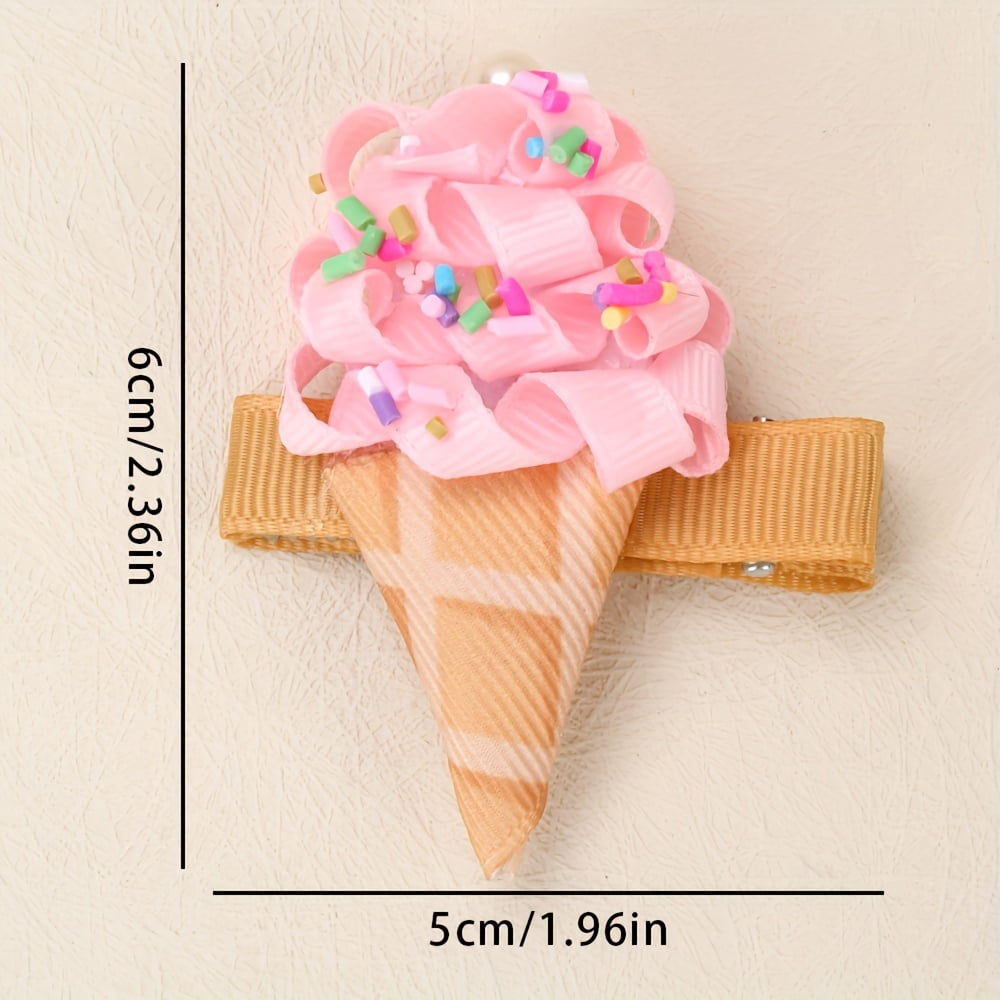 Cute ice cream themed cartoon hair clip, a must-have side clip for summer parties