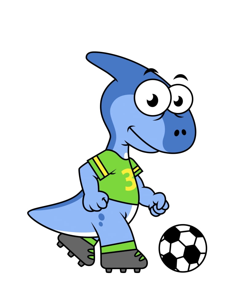 Cute illustration of a Parasaurolophus playing soccer Canvas Art - Stocktrek Images (13 x 16)