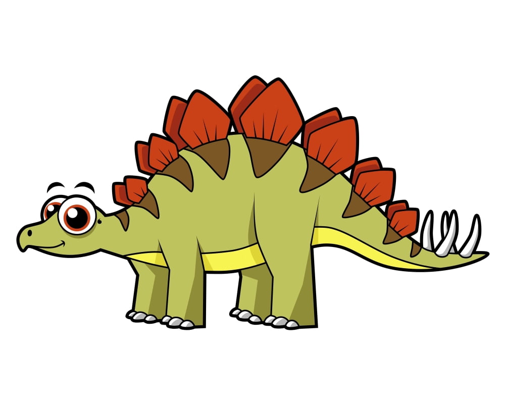 Cute illustration of a Stegosaurus dinosaur Canvas Art - Stocktrek Images (32 x 26)