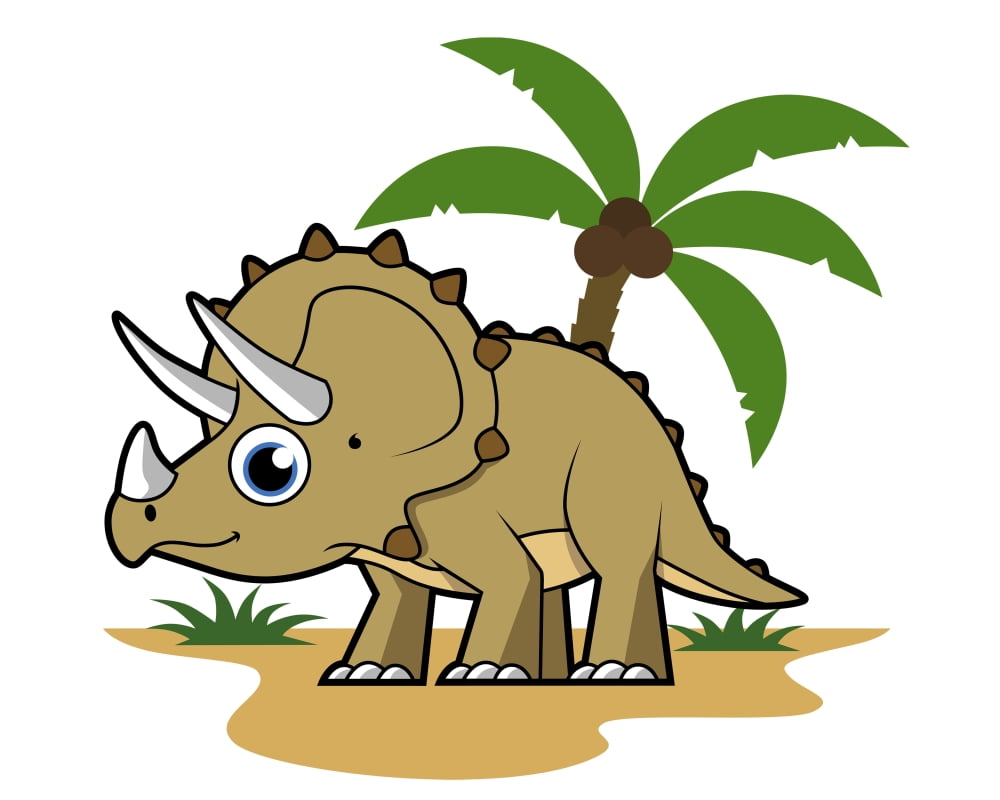 Cute illustration of a Triceratops in a tropical climate Canvas Art - Stocktrek Images (32 x 26)
