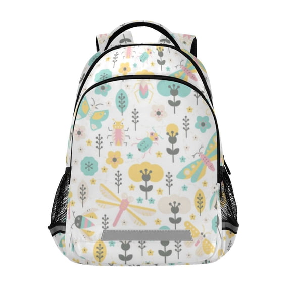 Cute insect floral pattern Backpack with Chest Strap, Laptop Backpack, Travel Hiking Rucksack, Knapsack