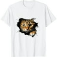 thumbnail image 1 of Cute kitten looks from torn fabric - Cats T-Shirt, 1 of 5